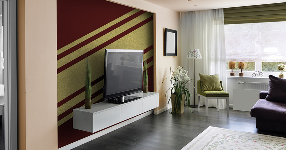 Maroon-and-gold-walls-in-living-room