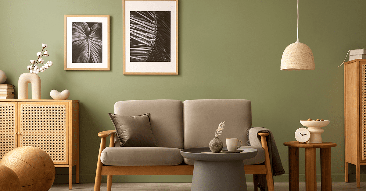 living-room-with-green-wall