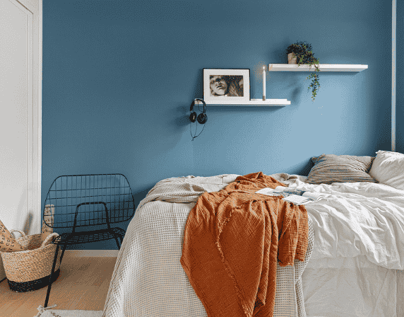 blue bedroom wall