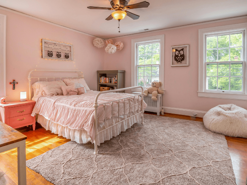 pink and white painted room