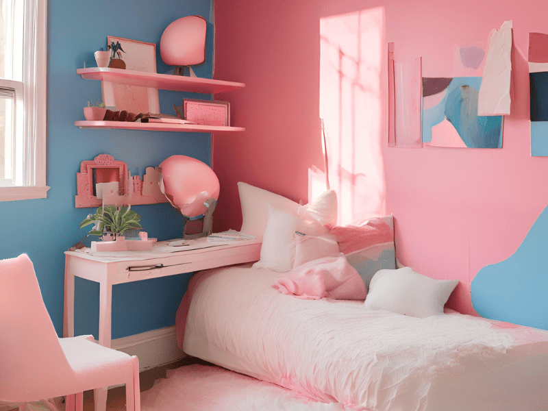 pink and blue kids room