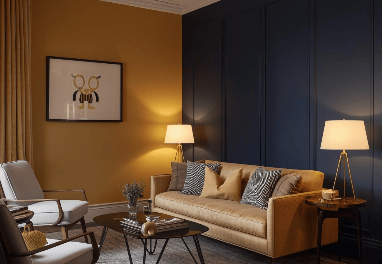 Mustard Yellow Colour Combination for Rooms